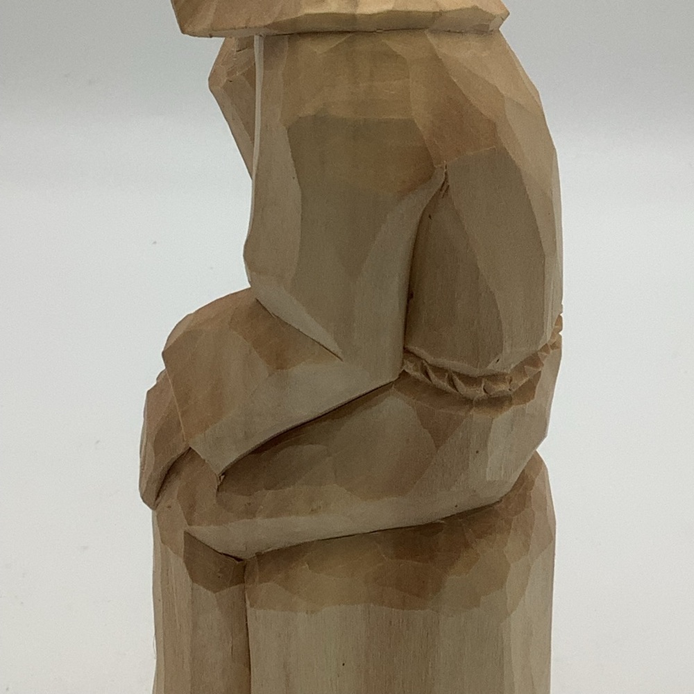 Handcrafted Pensive Jesus Wooden Sculpture - Picture 11 of 12